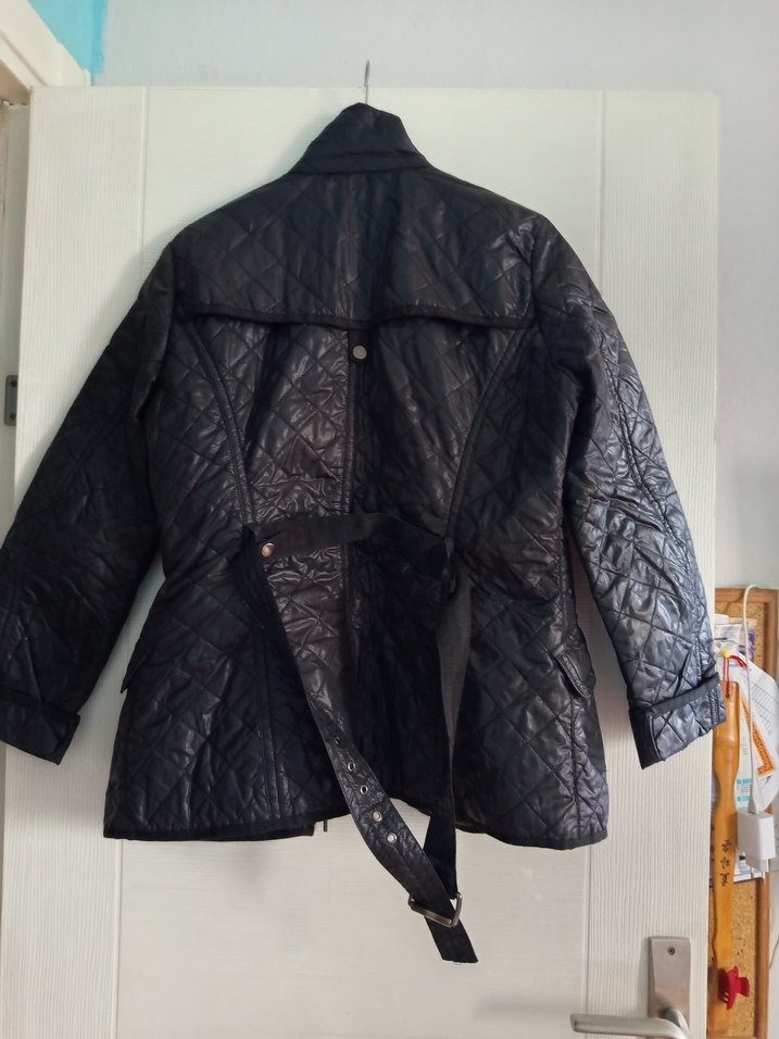 Kemerli siyah renk Biker Ceket - Görsel 2