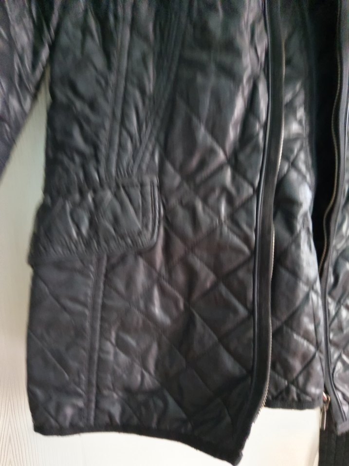 Kemerli siyah renk Biker Ceket - Görsel 5