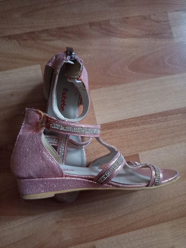 Pembe İşlemeli  kız çocuk Abiye Ayakkabı - Görsel 2