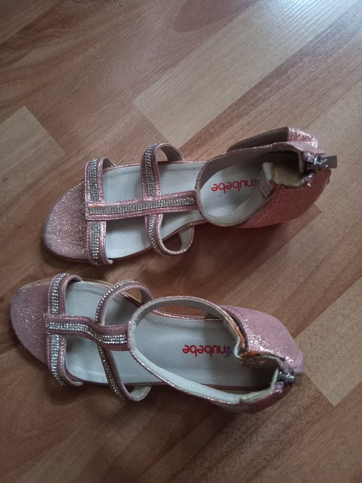 Pembe İşlemeli  kız çocuk Abiye Ayakkabı - Görsel 3