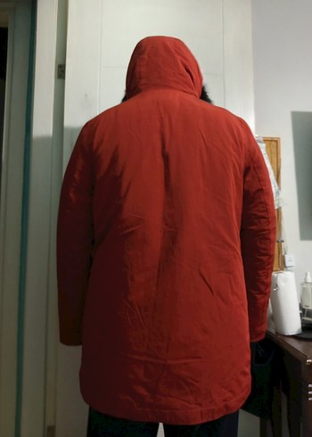 Kürk Detaylı Kırmızı Kadın Kışlık Mont - Görsel 2