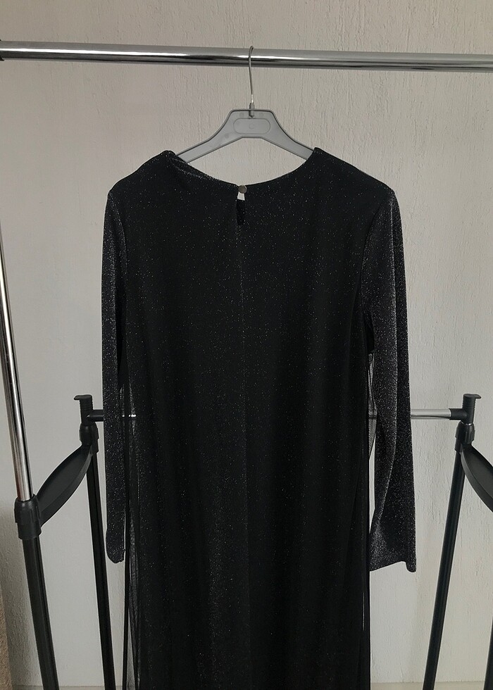 Siyah simli uzun elbise - Görsel 3