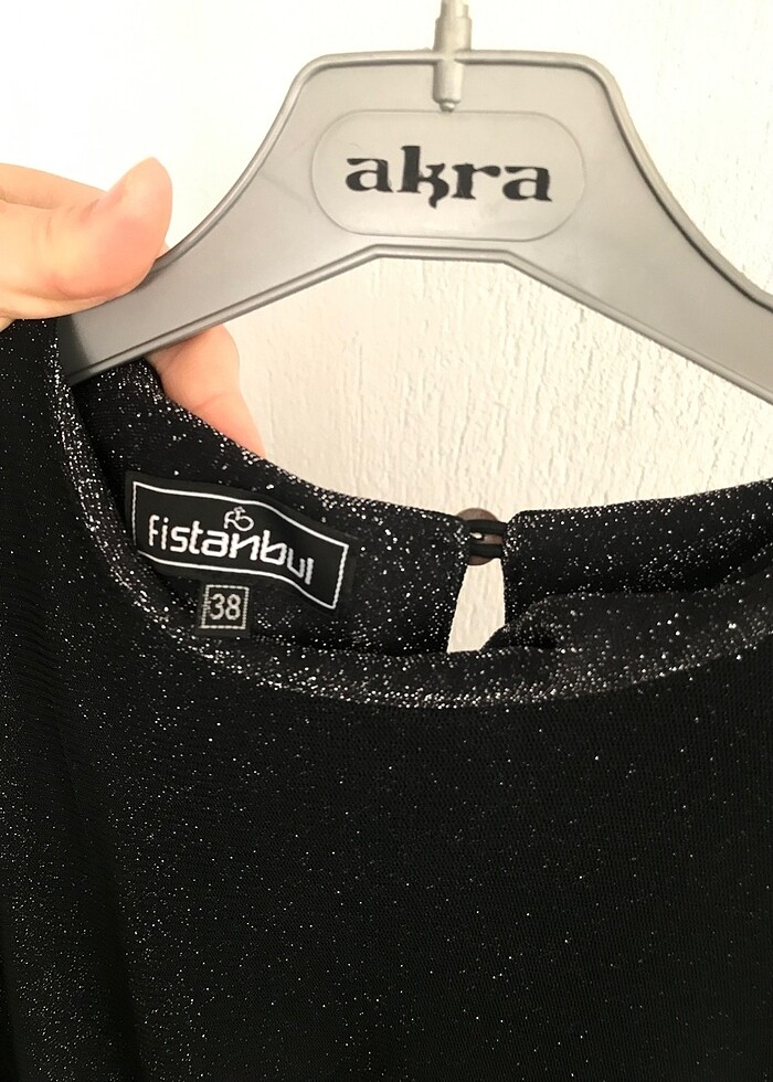 Siyah simli uzun elbise - Görsel 4