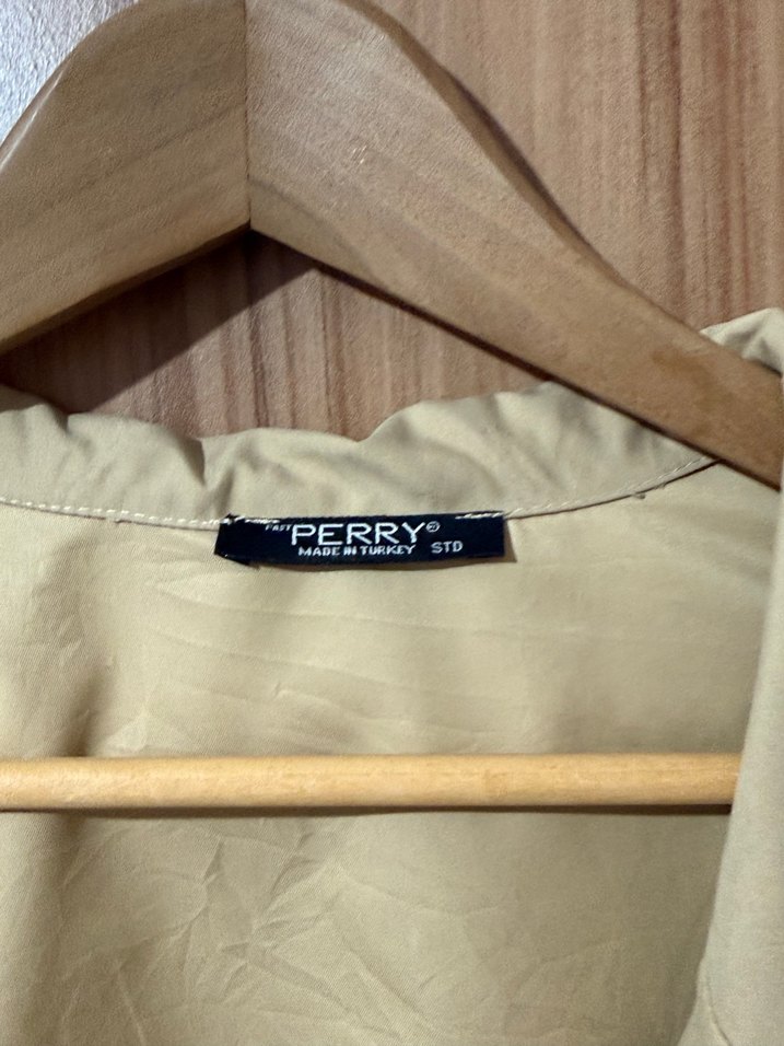 Bej Düğmeli Midi Kadın Trençkot - Görsel 3