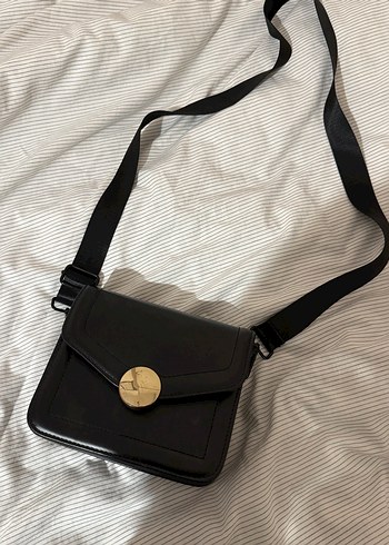Siyah Deri Tokalı Kadın Çanta - Görsel 2