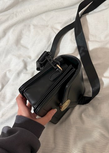 Siyah Deri Tokalı Kadın Çanta - Görsel 5