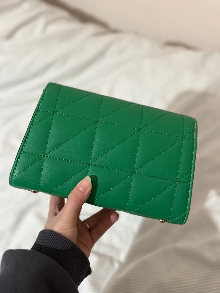 Yeşil Deri Fermuarlı Kadın Çanta - Görsel 2