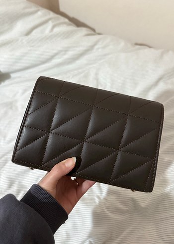 Kahverengi Deri Fermuarlı Kadın Çantası - Görsel 2