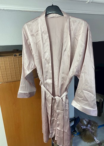 Pembe Parlak Midi Kadın Sabahlık - Görsel 3