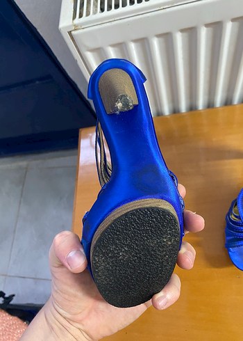 Parlak Mavi Yüksek Topuklu Kadın Gece Ayakkabısı - Görsel 4