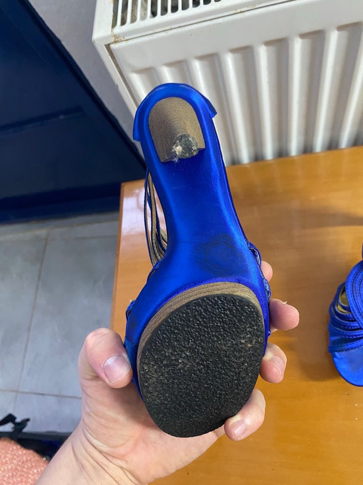 Parlak Mavi Yüksek Topuklu Kadın Gece Ayakkabısı - Görsel 4