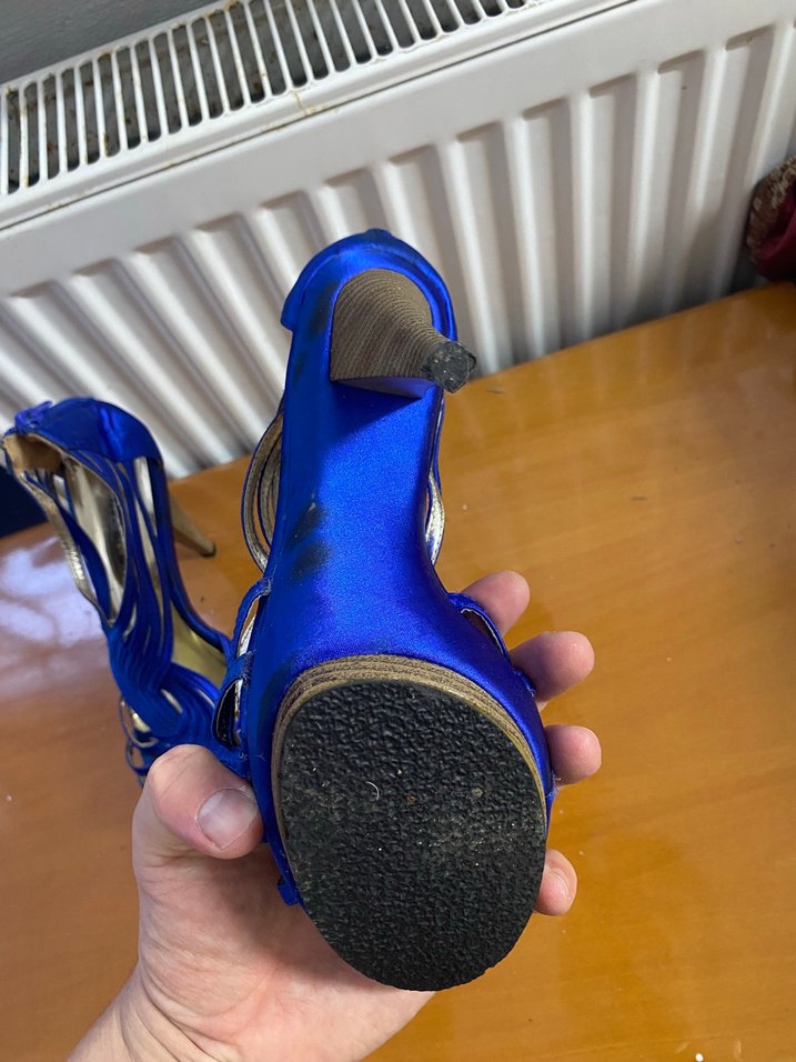 Parlak Mavi Yüksek Topuklu Kadın Gece Ayakkabısı - Görsel 3