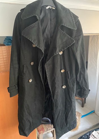 Siyah Süet Midi Kadın Trençkot - Görsel 2