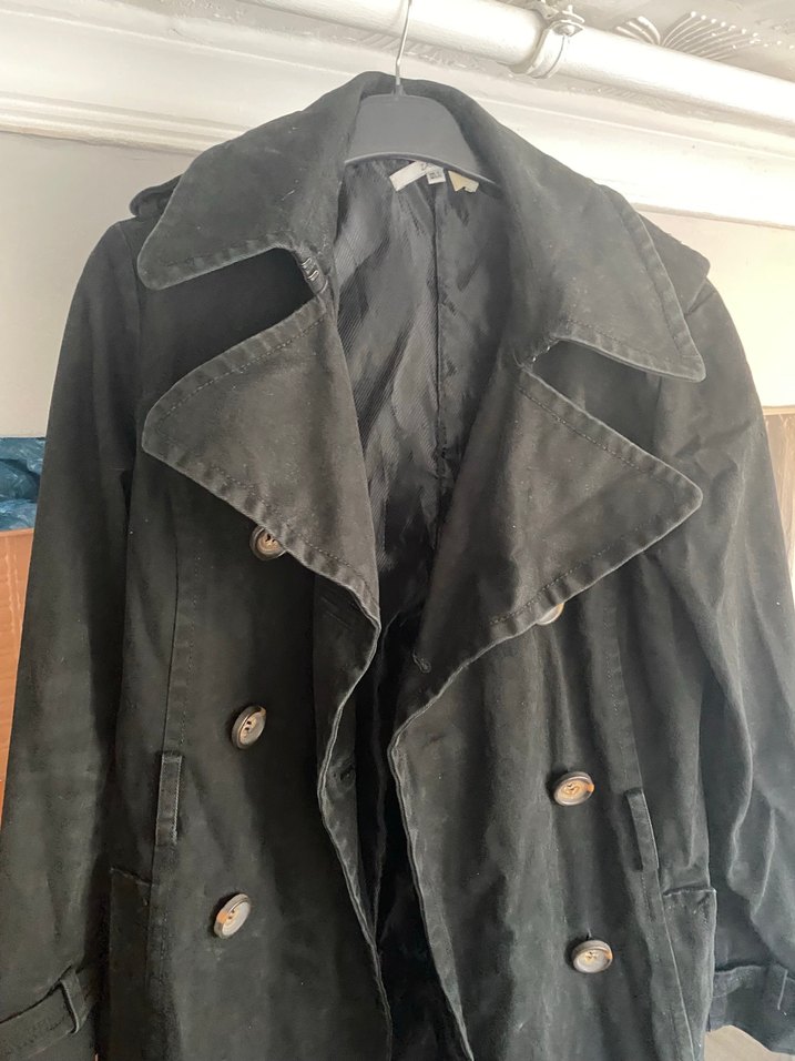 Siyah Süet Midi Kadın Trençkot - Görsel 3