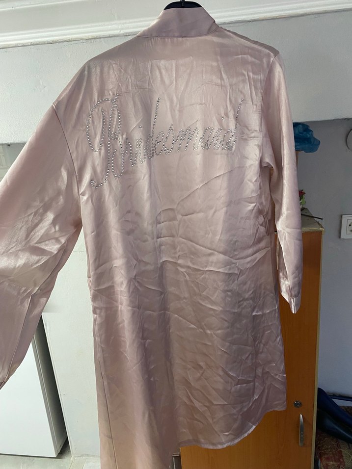 Parlak Bej Midi Kadın Sabahlık - Görsel 2