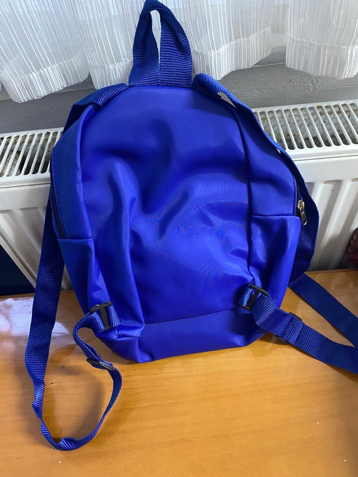 Kadın Parlak Mavi Fermuarlı Sırt Çantası açıklamayı okuyun - Görsel 4