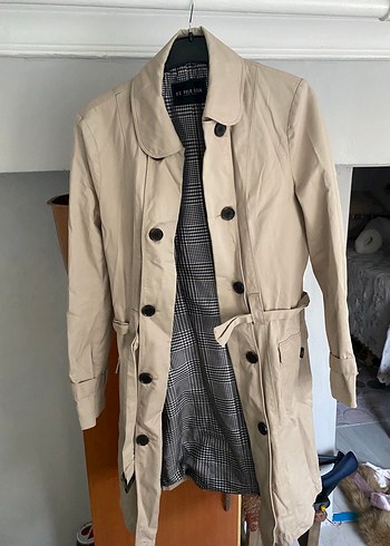 Bej Düğmeli Midi Trençkot - Görsel 2