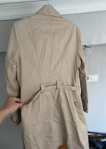 Bej Düğmeli Midi Trençkot - Görsel 5