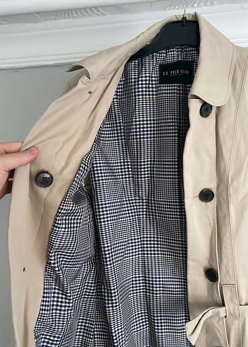 Bej Düğmeli Midi Trençkot - Görsel 3