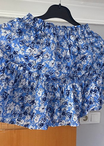 Mavi Pamuklu Fırfırlı Mini Etek - Görsel 3