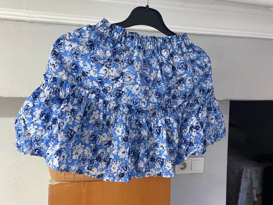 Mavi Pamuklu Fırfırlı Mini Etek - Görsel 3