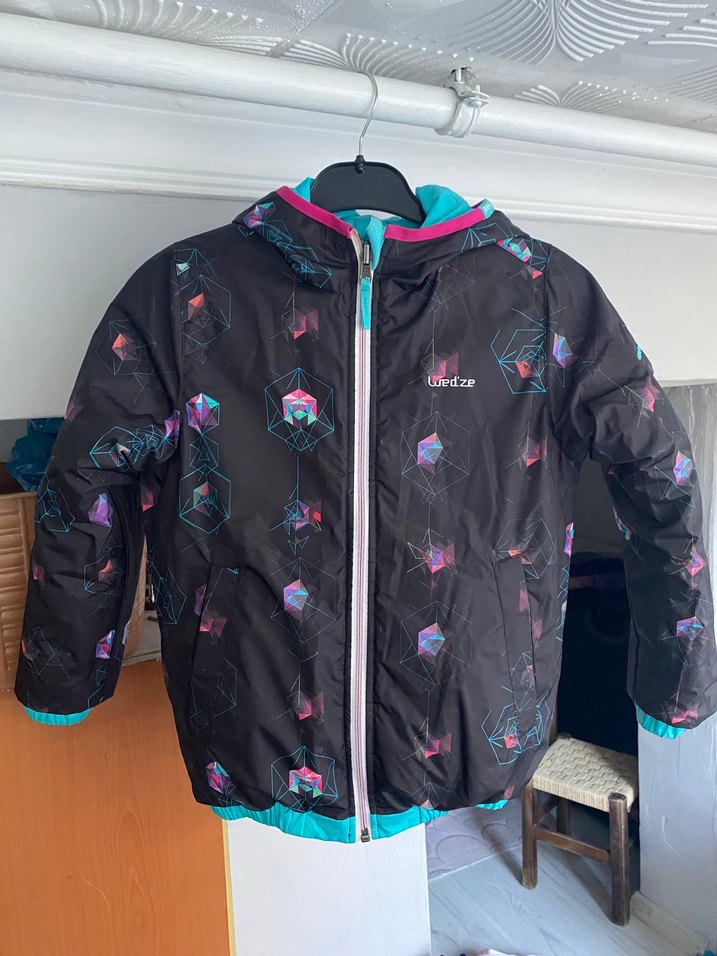 Kız Çocuk Siyah Desenli Fermuarlı Mont - Görsel 2