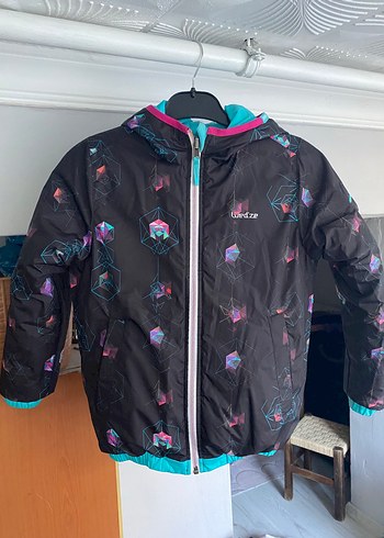 Kız Çocuk Çok Renkli Baskılı Mont - Görsel 2