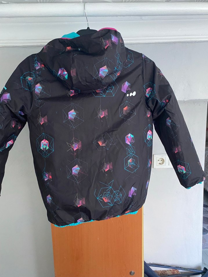 Kız Çocuk Çok Renkli Baskılı Mont - Görsel 4