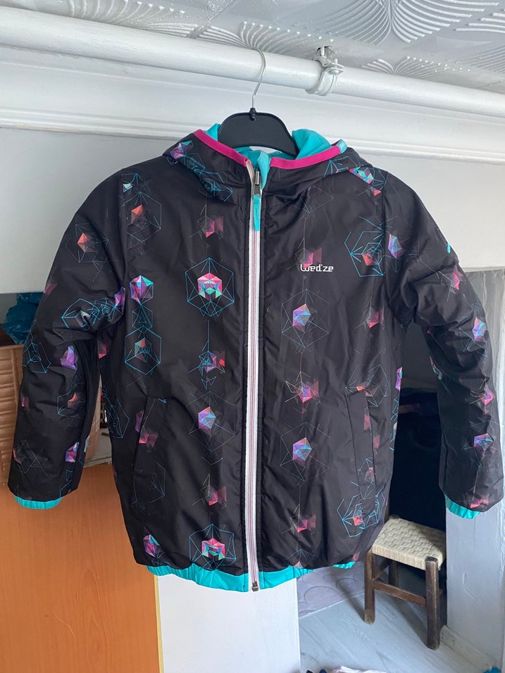 Kız Çocuk Çok Renkli Baskılı Mont - Görsel 3