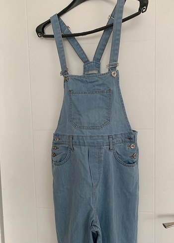 Kadın Mavi Denim Askılı Tulum