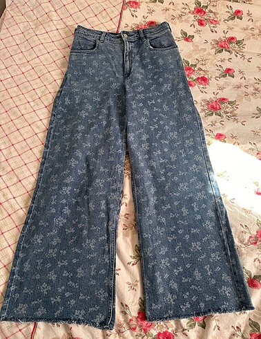 Mango Çiçekli Jean Pantolon