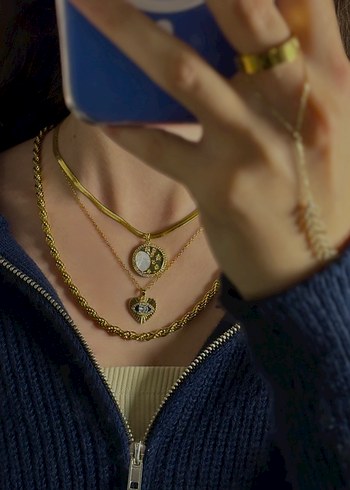 3 lü kadın kolye set - Görsel 3