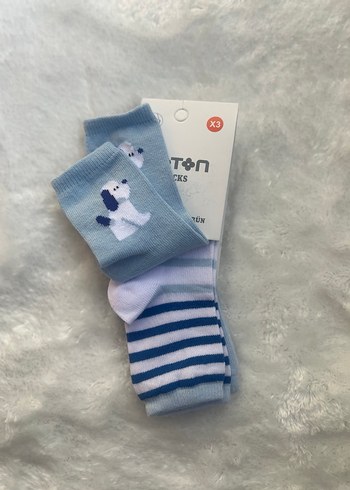 Erkek Çocuk Mavi Desenli Çorap 3'lü - Görsel 3