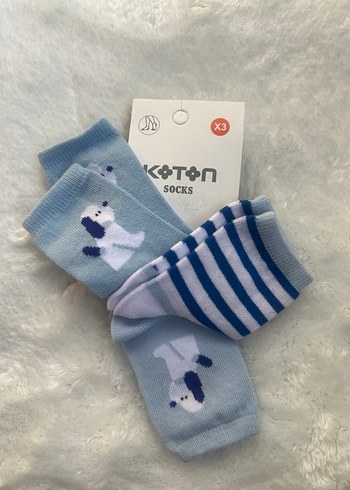 Erkek Çocuk Mavi Desenli Çorap 3'lü - Görsel 2