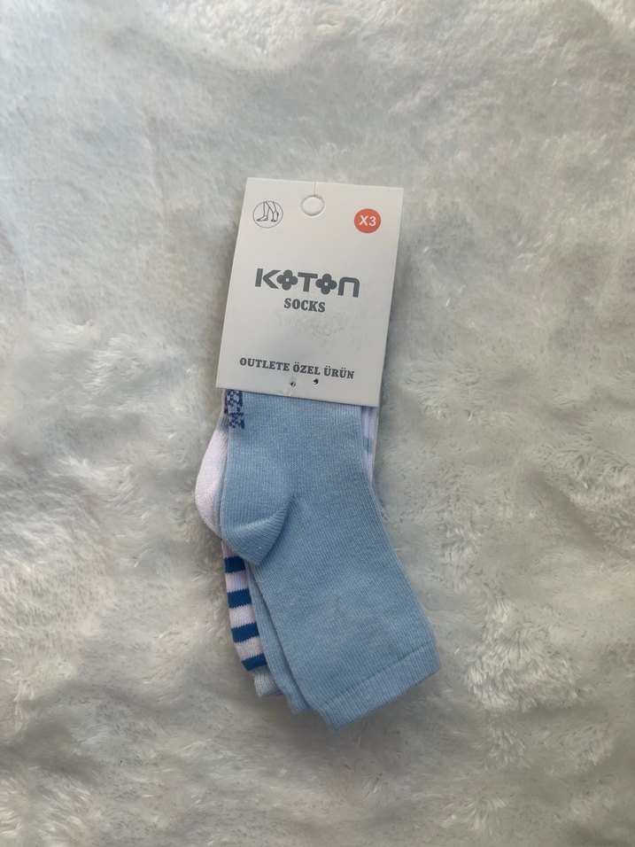 Erkek Çocuk Mavi Desenli Çorap 3'lü - Görsel 4