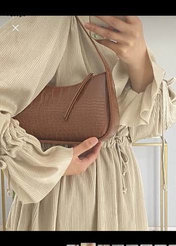 Taba Deri Yılan Desenli Minimalist Çanta