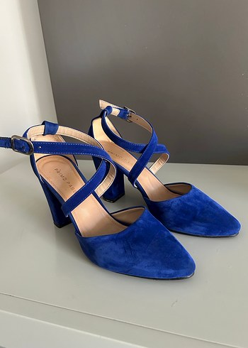 Klasik Lacivert Süet Topuklu Kadın Ayakkabı - Görsel 3