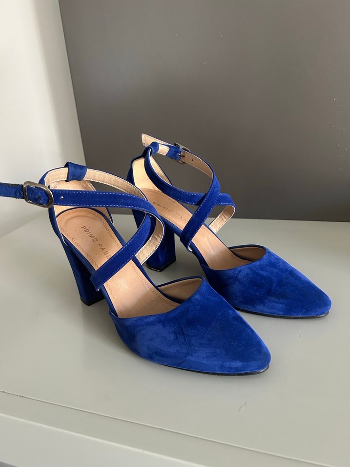 Klasik Lacivert Süet Topuklu Kadın Ayakkabı - Görsel 3