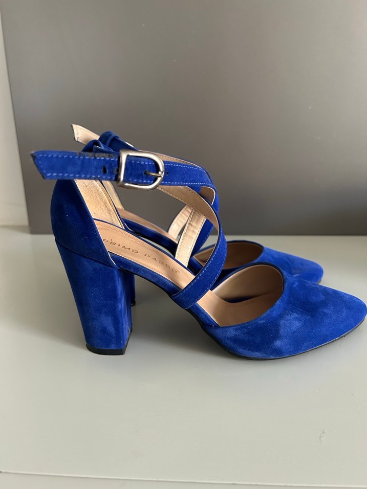 Klasik Lacivert Süet Topuklu Kadın Ayakkabı - Görsel 2