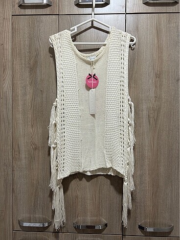 Twist yandan bağlama detaylı kırık beyaz triko. S beden - Görsel 3