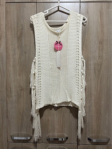 Twist yandan bağlama detaylı kırık beyaz triko. S beden - Görsel 4