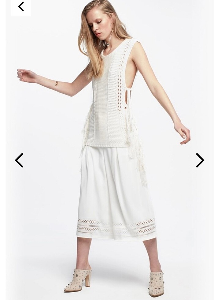 Twist yandan bağlama detaylı kırık beyaz triko. S beden - Görsel 2