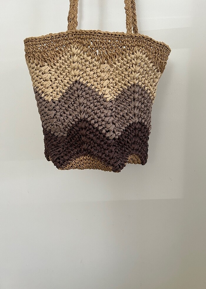 rafya-hasır zig zag çanta - Görsel 4