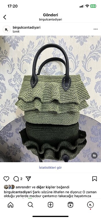 Diğer Handmade haki yeşili çanta