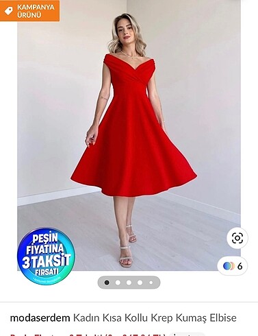 Kırmızı midi abiye elbise - Görsel 5