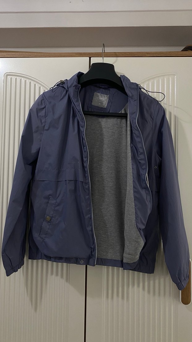 Gri unisex Midi Yağmurluk Kapüşonlu - Görsel 2