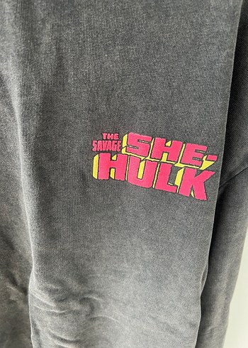 Marvel Gri Uzun Kollu She Hulk Baskılı Sweatshirt - Görsel 2