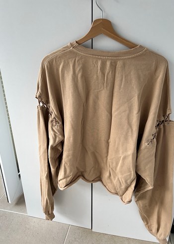 Bej Salaş Kadın Sweatshirt Pull and bear - Görsel 4
