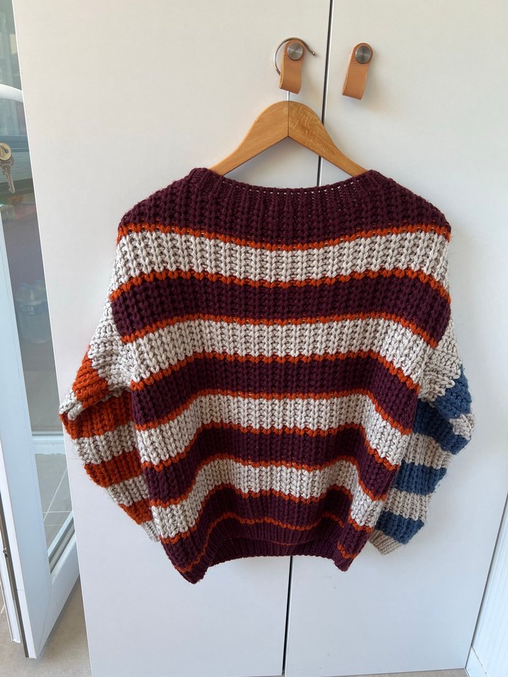 Çok Renkli Çizgili Bohem Örgü Kazak - Görsel 3