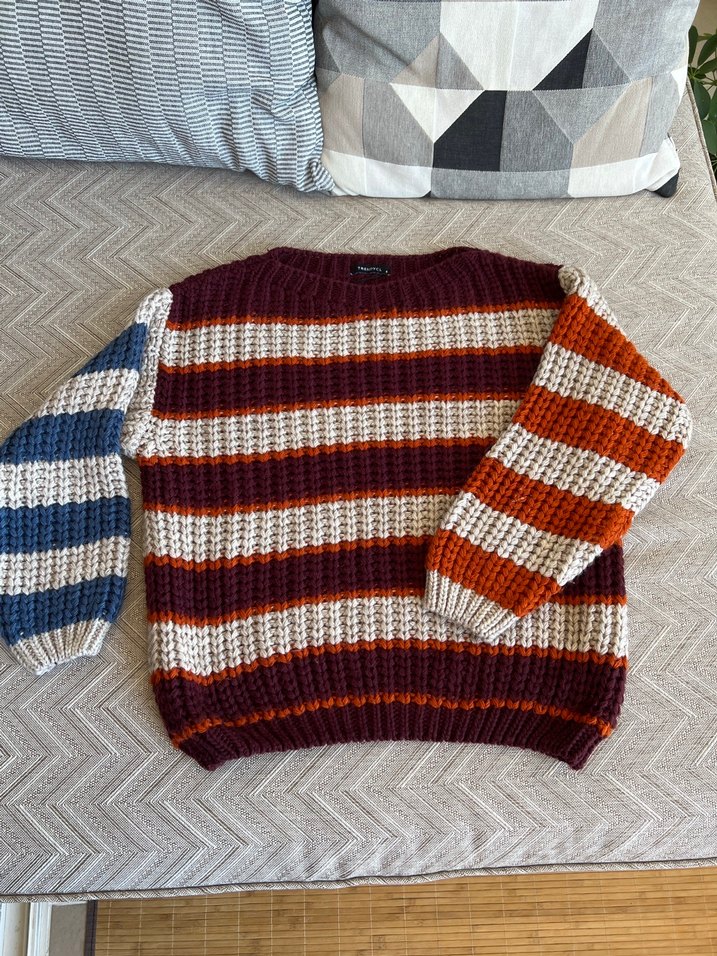 Çok Renkli Çizgili Bohem Örgü Kazak - Görsel 4